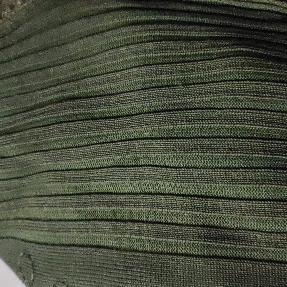 Ribbed fully stretchable net sleeves mehandi green bodycon top blouse - Picture 8 of 8